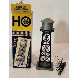 Vintage Marx Water Tower With Light #6465 & Box Ho Gauge Train Model